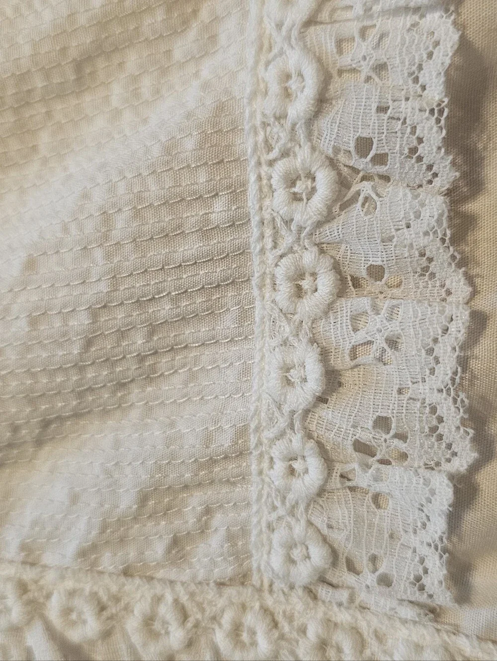 Antique Victorian Baby Christening Gown Dress White Cotton Pintuck Lace Baptism